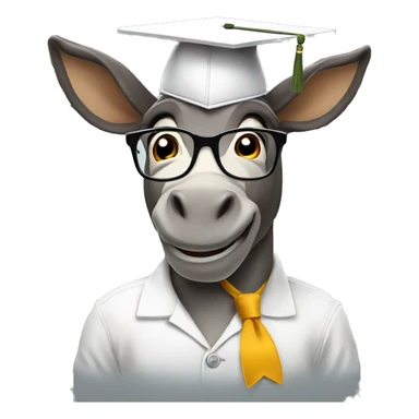 academic donkey with glasses and diploma, big brain sticker