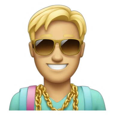 blonde white man on vacation with big golden chains and sunglasses sticker