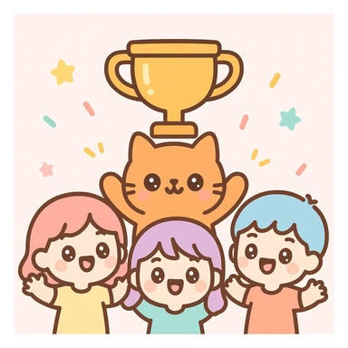 team celebrating with trophy sticker