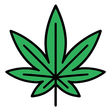 weed plant, minimalistic icon, stylized, easy to identify sticker
