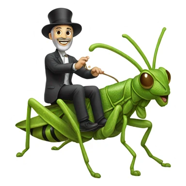 Rabbi riding a grasshopper sticker