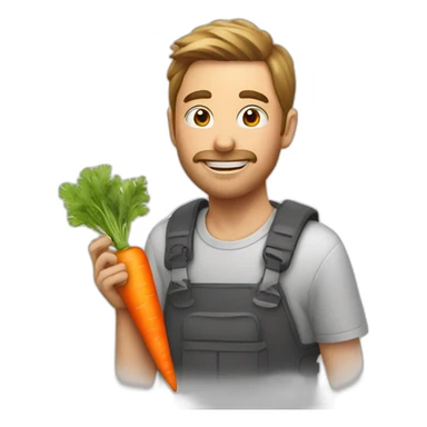 A guy eating a carrot sticker
