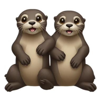 two-otters-holding-paws sticker