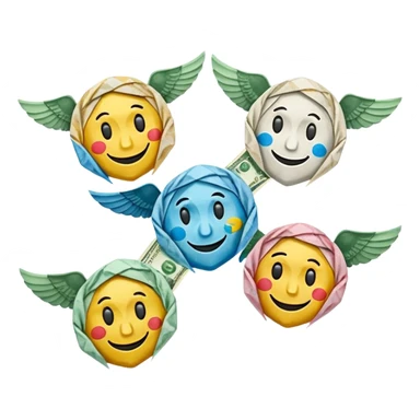 flying mixed-currency banknotes (dollar, euro, ruble) with sad smiley faces, dynamic, expressive style similar to 💸 emoji sticker