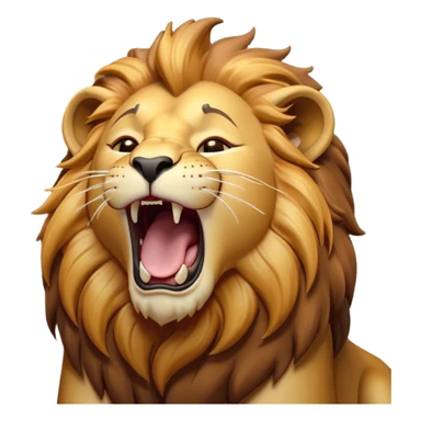 Cinematic Cute Yawning Lion Portrait Emoji, Head tilted slightly with a dramatic, wide-open yawn, showcasing a soft, downy tawny Fur with a majestic mane, floppy ears slightly drooping, round amber eyes barely open in drowsy contentment, Simplified yet irresistibly adorable features, highly detailed, glowing with a soft, cozy glow, high shine, relaxed yet expressive, stylized with a touch of savannah whimsy, bright and endearing, soft glowing outline, capturing the essence of a sleepy yet affectionate lion, so drowsy it feels like it could stretch out of the screen and curl up for a nap! sticker