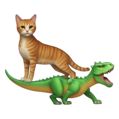 A cat on a dog on a cat on a dinosaur sticker