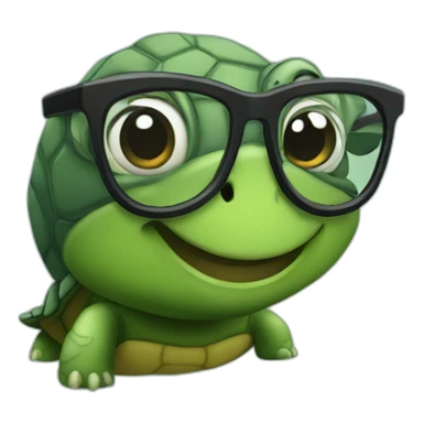 Turtle with glasses and curly black hair sticker