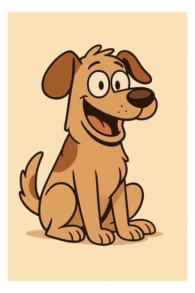 playful dog, flat toon cartoon style sticker