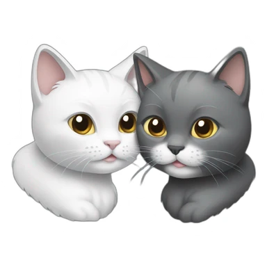 Two cats playing together, one dark gray and the other white sticker