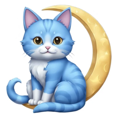 Blue cat holding a moon 🌙🐱 sticker