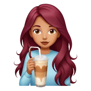 Burgundy long haired tanned girl with iced latte sticker