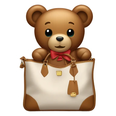teddy bear wearing a louis vitton bag with a bow on it thats too big for him sticker