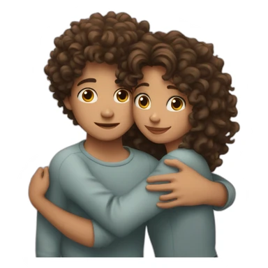Wavy haired girl hugging curly haired boy  sticker