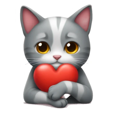 Cat hugging heart sticker
