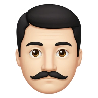 Black hair combed to the right side and rectangular mustache centered under nose  sticker