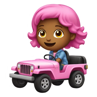 Little girl riding in pink jeep sticker