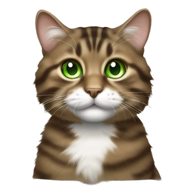 Cheeky fluffy brown tabby cat with white nose and soft green eyes  sticker