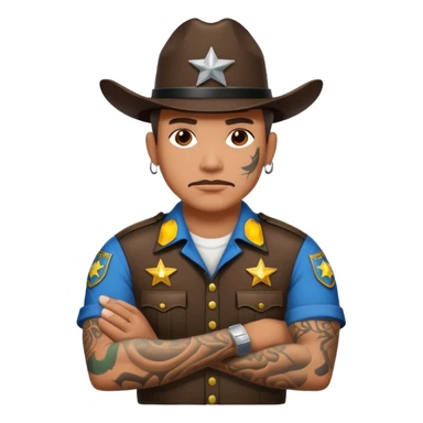 sheriff with tatttoos only on his arms  sticker