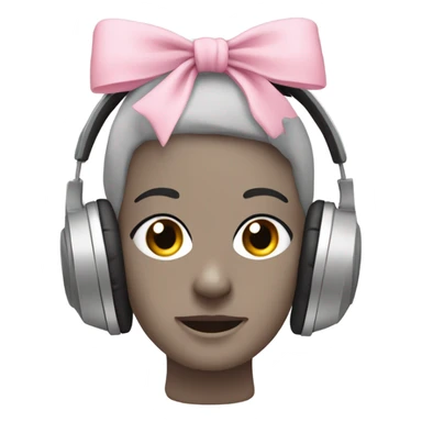 light grey full head headphones with light pink bows on the bit that goes on your ear sticker