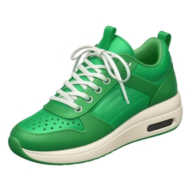 A 3D cartoon Green sneaker with soft texture, lace-up detail, and smooth reflections, isolated on plain background, Memoji-style. sticker