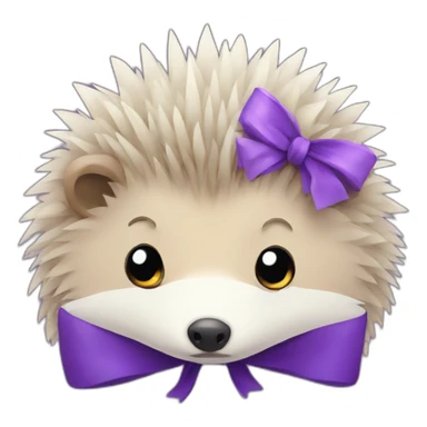 Sad hedgehog with a purple bow sticker