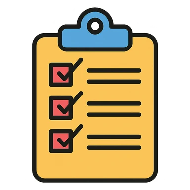 checklist or clipboard icon, clean and modern style sticker