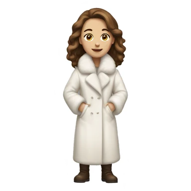 full body white woman with brown hair and white full furrcoat sticker