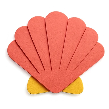 scallop shell, textured paper details, gentle shadows sticker