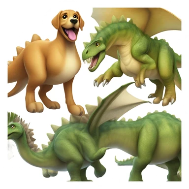 dog riding a dinosaur  sticker