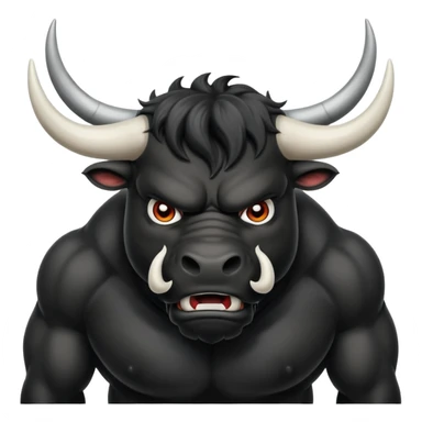 black angry powerful with white horns bull emoji sticker