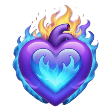Fade from blue to purple burning heart sticker