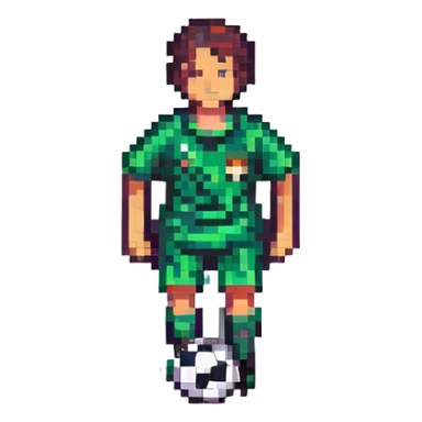 personne qui joue au foot, style pixel art sticker