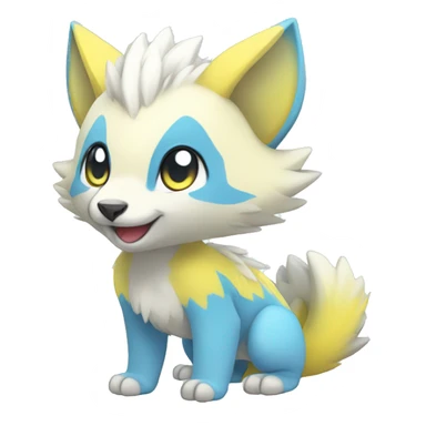 Cute cool white yellow blue animal hybrid Fakemon full body sticker