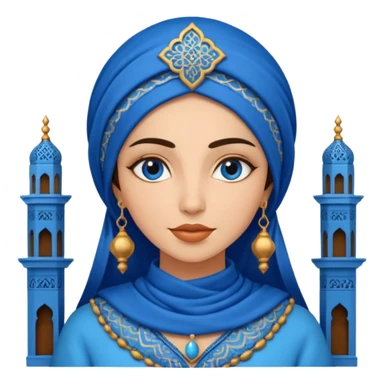 woman in moroccan culture style blue detailed sticker