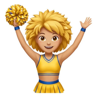 football cheerleader, big cheering pom, yellow and twinkle sticker