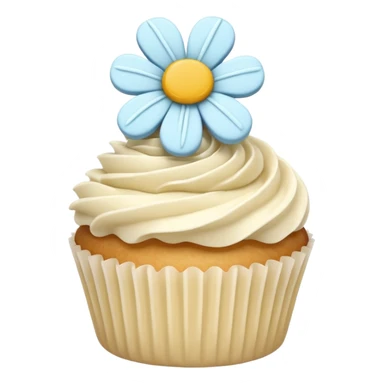 super realistic vanilla cupcake with flower shaped frosting sticker