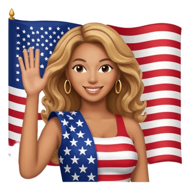 Beyonce with waving american flag sticker