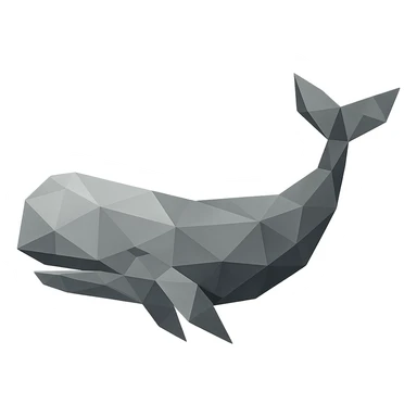 polygonal icon of Moby Dick whale, low-poly, geometric shapes sticker