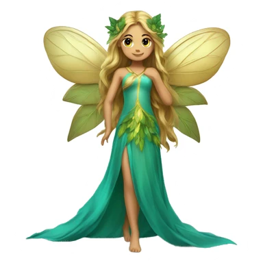 Beautiful, leaf, fairy, gold, turqoise, green, long hair, big wings sticker