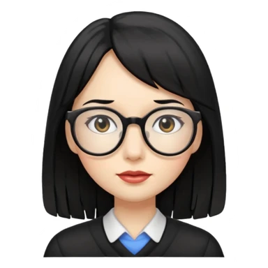 lecture girl with fringe long black color hair sticker