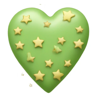 pistachio-colored heart with stars sticker