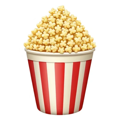 Popcorn in a striped cup with a TV sticker