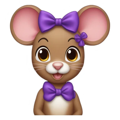 brown Cherie Mouse jerry with purple bow hair band sticker