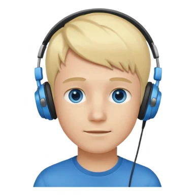 blonde boy with blue eyes with headphones indoors sticker