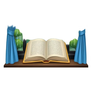 Curtained window with rain outside and a book inside sticker