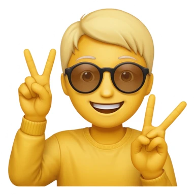 the yellow circle wearing sun glasses emoji holding up a peace sign sticker