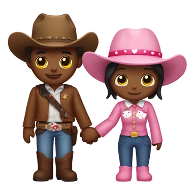 Cowboy and hello kitty holding hands  sticker