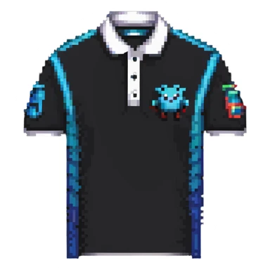custom polo shirt with artificial intelligence design in pixel art style sticker