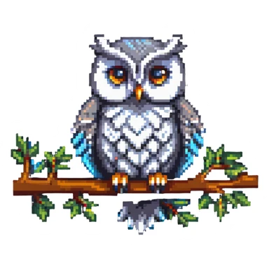 cute owl perched on a branch sticker