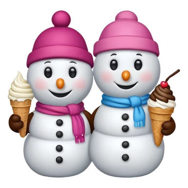 snowmen wearing cap with ice cream sticker